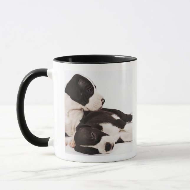 Two Harlequin Great Dane Puppies Mug (Left)