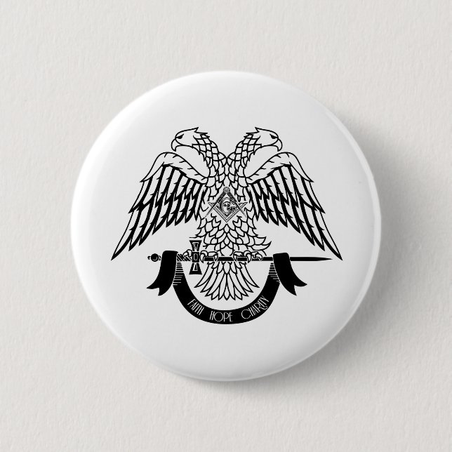 Two-headed eagle as Masonic symbol 6 Cm Round Badge (Front)