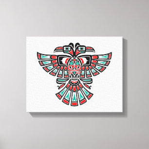 Two Headed Haida Spirit Bird on White Canvas Print