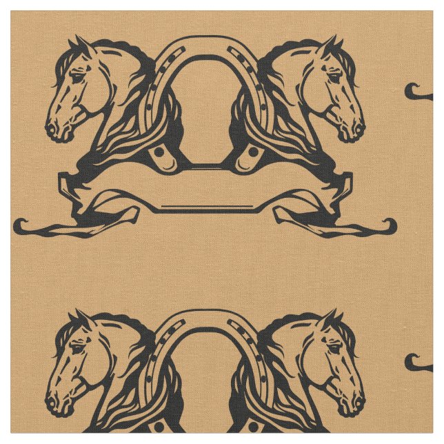 two heads of horses and horseshoe fabric (Close Up)