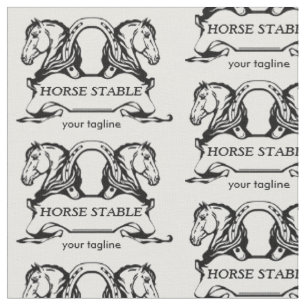 two heads of horses and horseshoe. Template Fabric