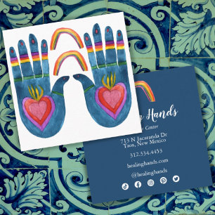 Two Healing Hands Rainbows Social Media Icons Square Business Card