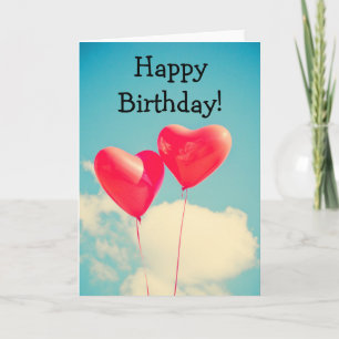 Two heart-balloons: Happy Birthday Card