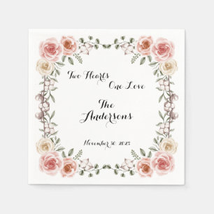 Two Heart One Love Rustic Arbor Roses Wedding Napkin