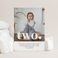 Two Heart Photo First Birthday Invitation 