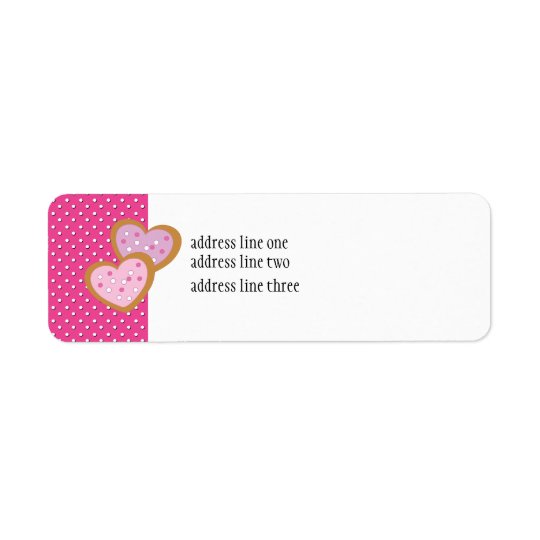 Two Heart-Shaped Cookies Return Address Label