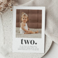 Two Heart Square Photo 2nd Birthday Invitation