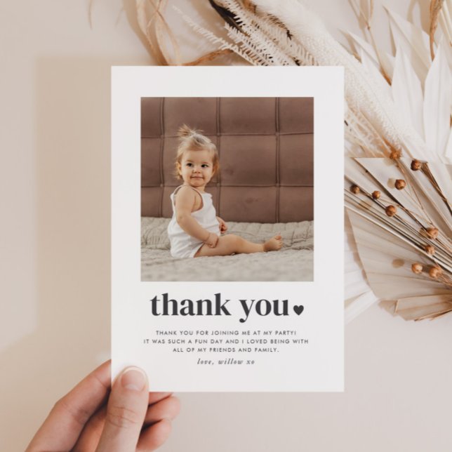 Two Heart Square Photo 2nd Birthday Thank You  (Zazzle Two Heart Square Photo 2nd Birthday Thank You)