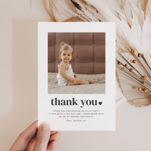 Two Heart Square Photo 2nd Birthday Thank You  Card