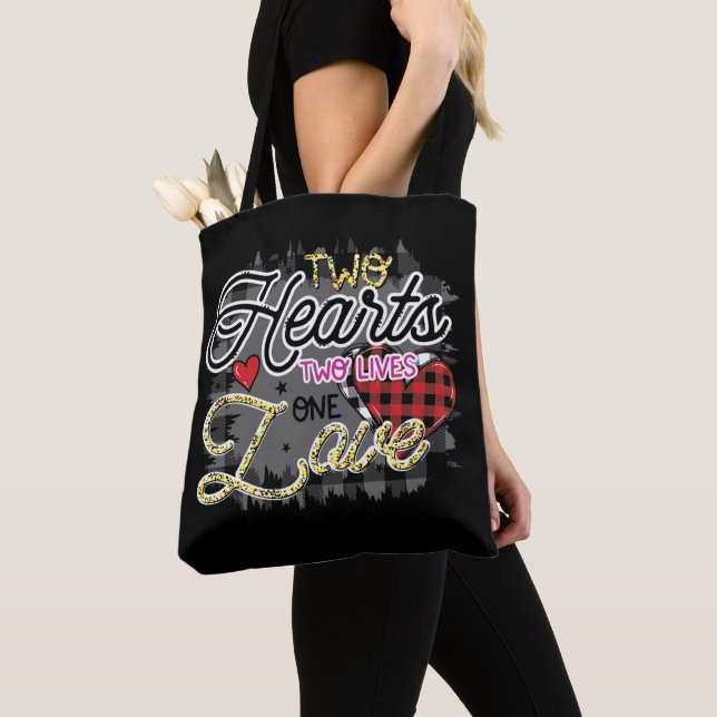 Two Heart Two Lives One Love, Valentine's Day Tote Bag (Close Up)