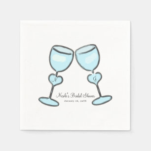Two Heart Wine Glasses Bridal Shower Engagement Napkin