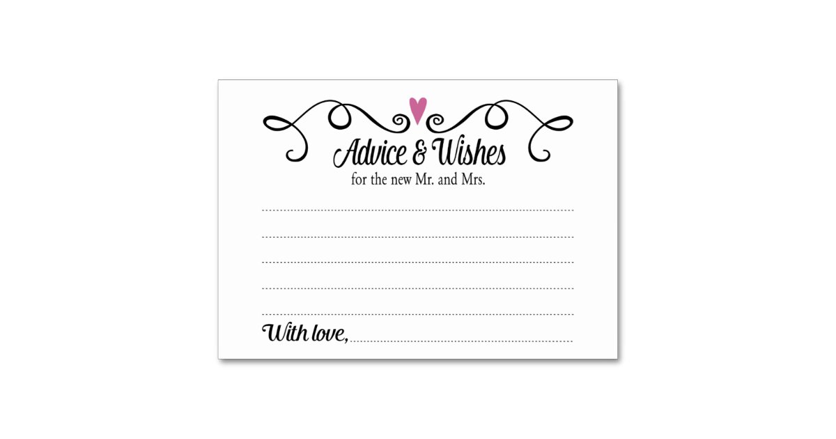 Two Hearts Advice and Wishes Wedding Card Zazzle.com.au