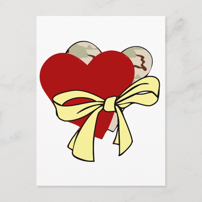 Two hearts and yellow ribbon postcard (Front)
