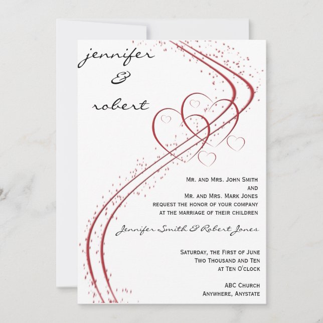 Two Hearts as One Invitation (Front)
