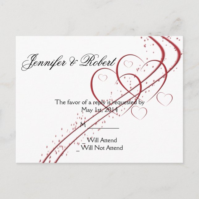 Two Hearts as One RSVP Invitation Postcard (Front)