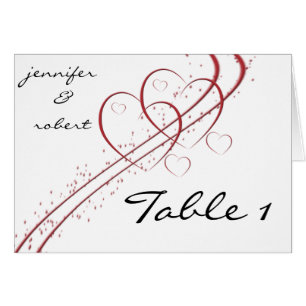 Two Hearts as One Table Number card