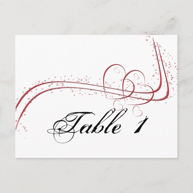 Two Hearts as One Table Number Postcard (Front)