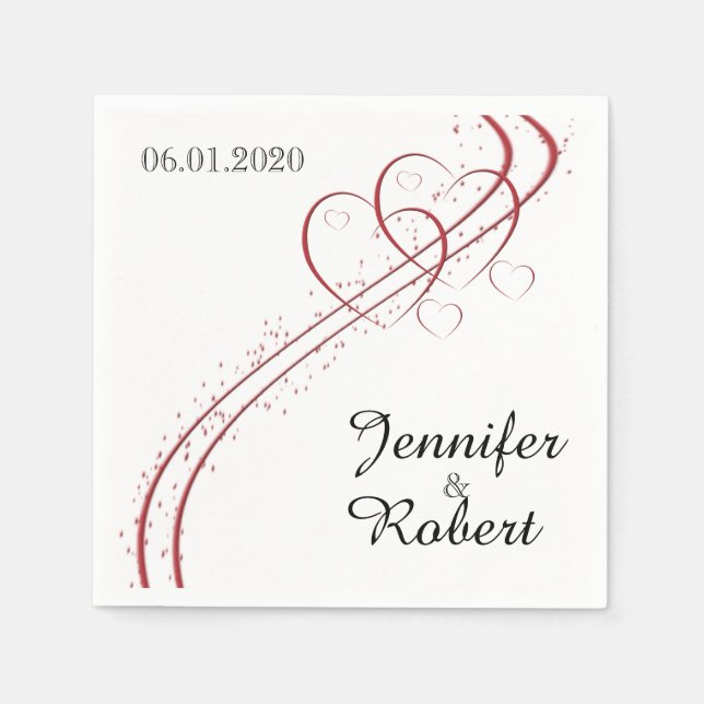 Two Hearts as One Wedding Napkin (Front)