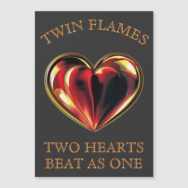 Two Hearts Beat As One Twin Flame Magnetic Card (Front)