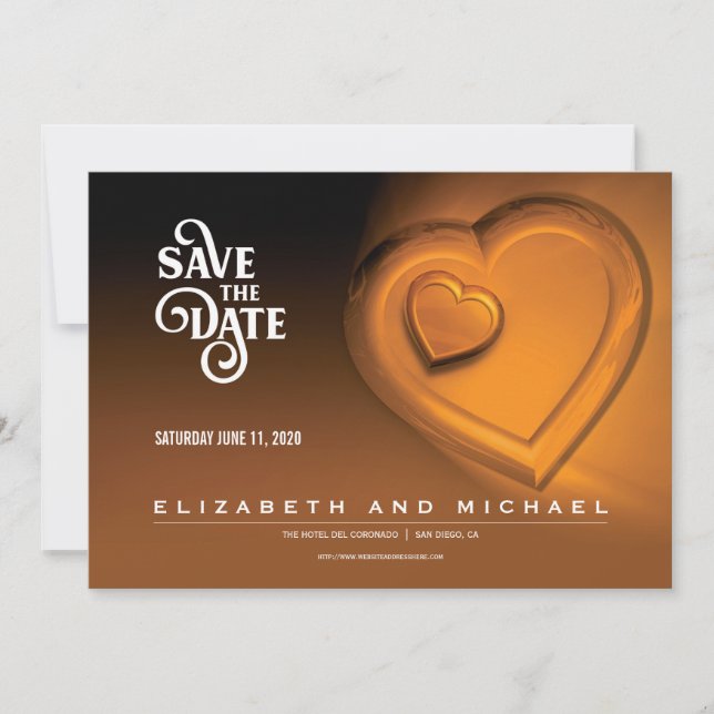 Two Hearts Beating As One - Gold (Version 5) Save The Date (Front)