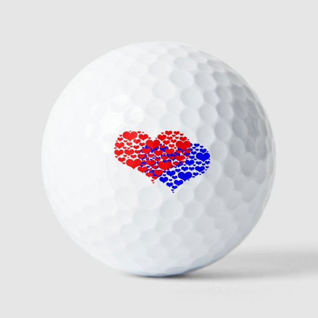 Two hearts blue and red golf balls (Front)