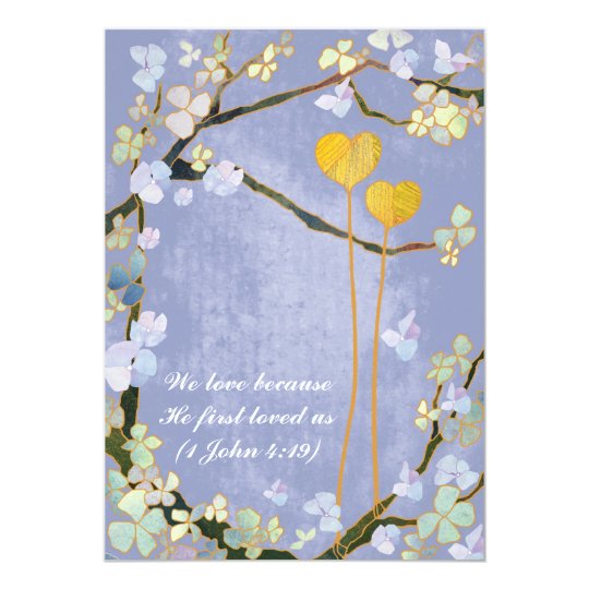 Two Hearts Blue Rustic Floral Wedding Card