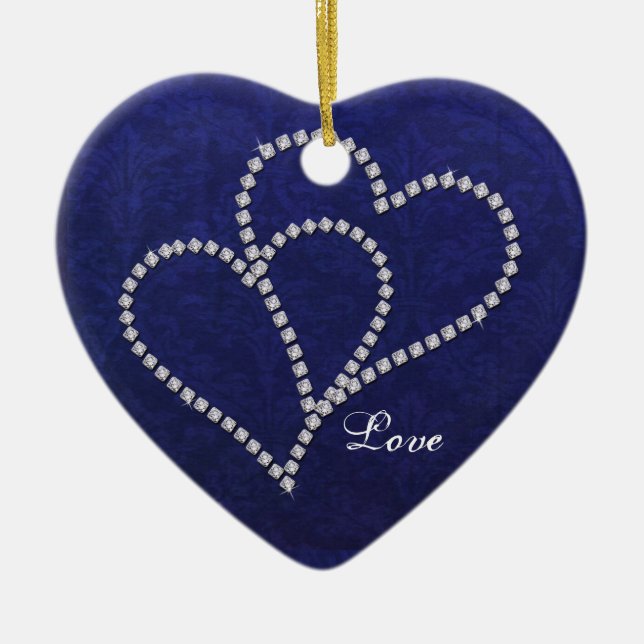 Two Hearts Bonded - Faux Diamond - Ornament (Front)