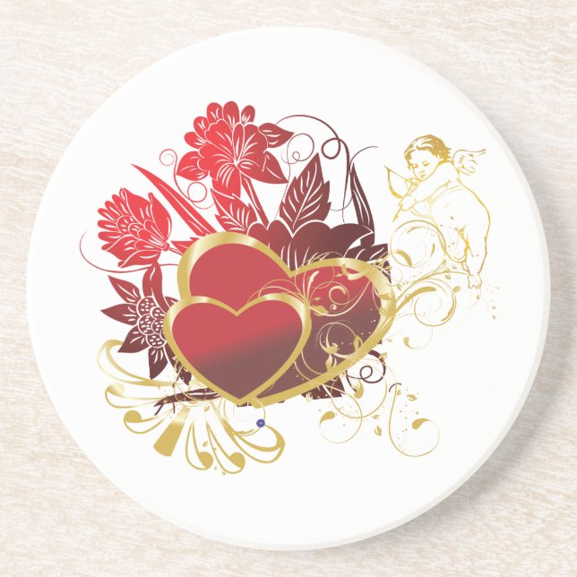 Two Hearts Bouquet Coaster (Front)