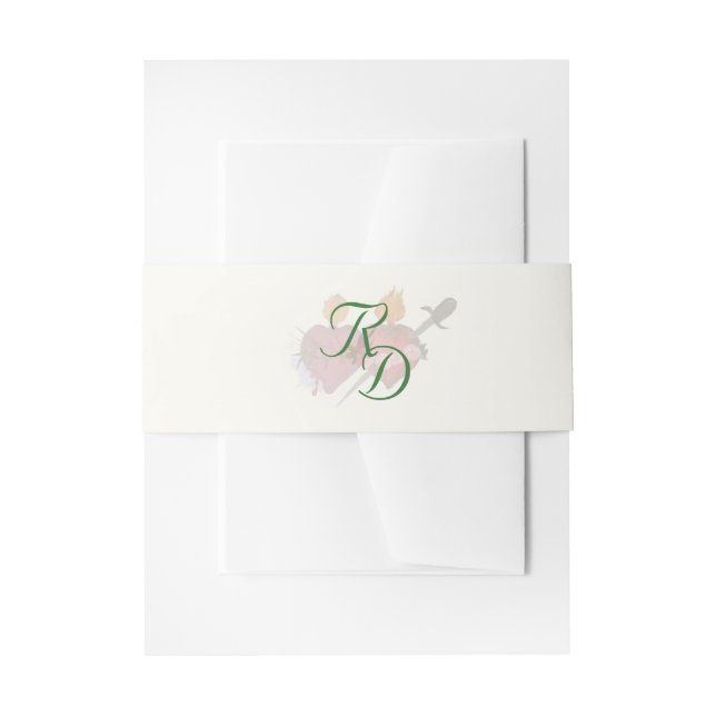 Two Hearts Catholic Wedding Invitation Belly Band (Front Example)