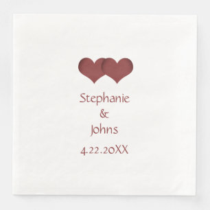 Two Hearts Couple Bride Groom Custom Name Wedding  Napkin