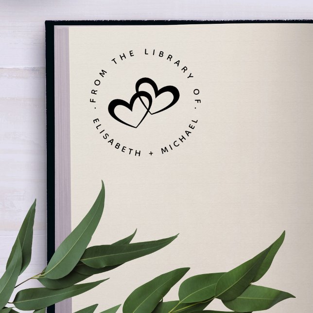 Two Hearts Couple Names From The Library Modern Rubber Stamp (Creator Uploaded)
