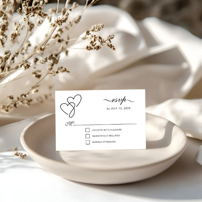 Two Hearts Elegant Script RSVP (Creator Uploaded)