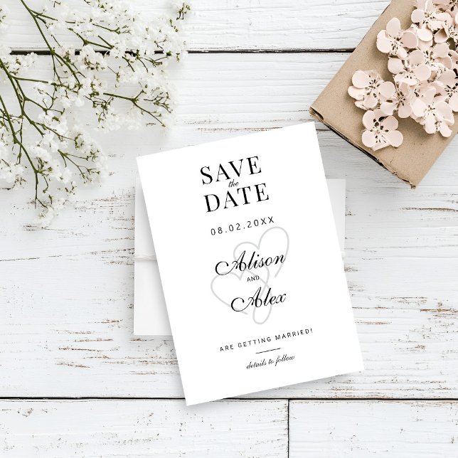 Two Hearts Elegant Script Save the Date (Creator Uploaded)