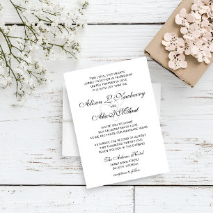 Two Hearts Elegant Script Wedding Invitation