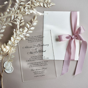 Two Hearts Elegant Script Wedding Invitation
