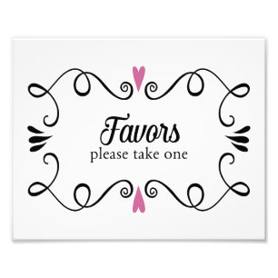Two Hearts Favours Please Take One Wedding Sign
