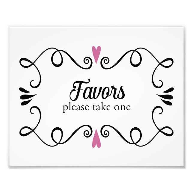 Two Hearts Favours Please Take One Wedding Sign (Front)