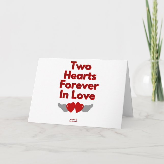 Two Hearts Forever In Love Horizontal Card (Front)