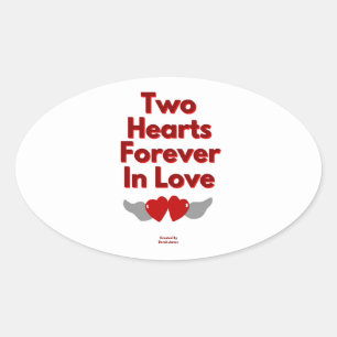 Two Hearts Forever In Love Oval Sticker