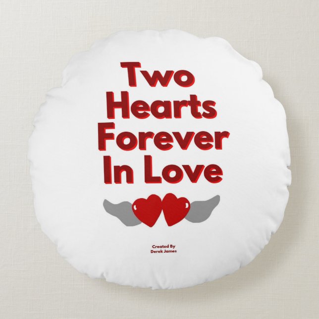 Two Hearts Forever In Love Round Throw Pillow (Front)