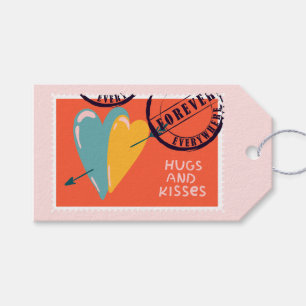 Two Hearts Forever Postage Stamp Gift Tags