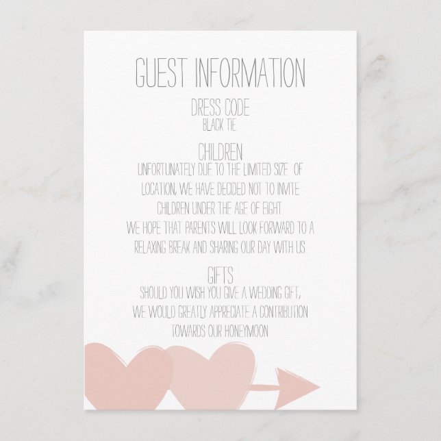 Two Hearts Guest Information Enclosure Card (Front)