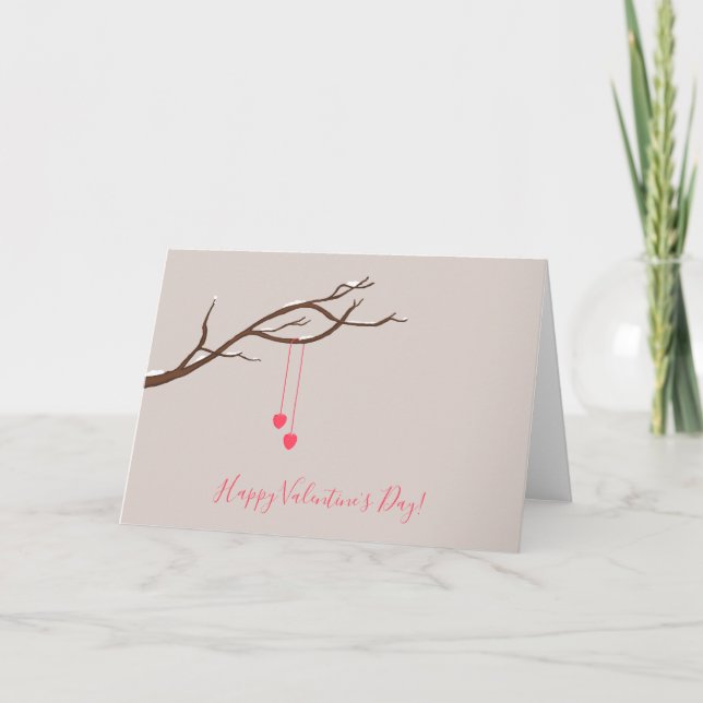 Two Hearts in a Tree Valentine's Love design Holiday Card (Front)
