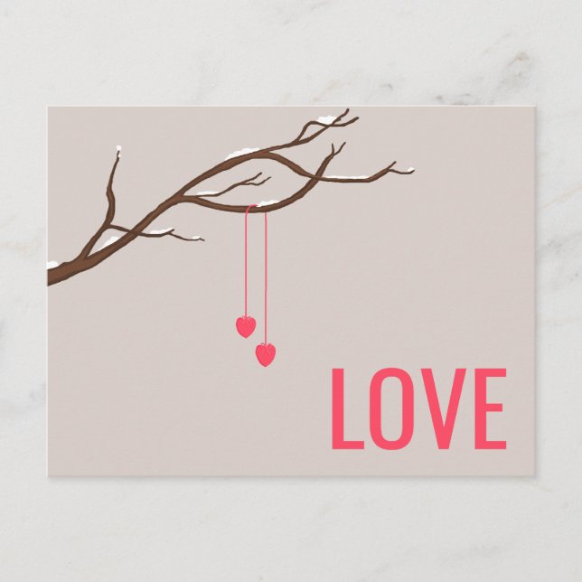Two Hearts in a Tree Valentine's Love design Postcard (Front)