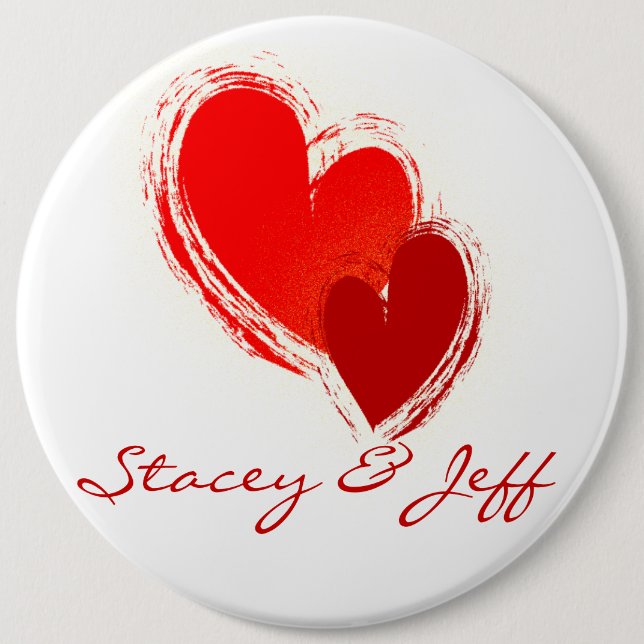 Two hearts in love 6 cm round badge (Front)
