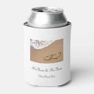 Two Hearts In The Sand Can Cooler
