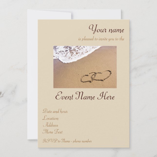 Two Hearts In The Sand Invitation (Front)