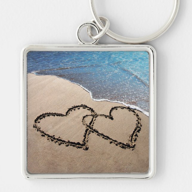 Two Hearts In The Sand Love Key Chain (Front)