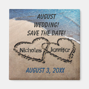 Two Hearts In The Sand Save The Date Magnet