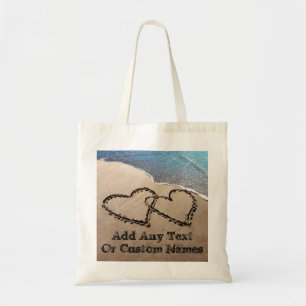 Two Hearts In The Sand Tote Bag